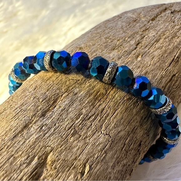 Alex & Ani Bracelet Blue and Silver Beads Adjustable - Picture 1 of 5